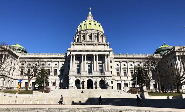 exterior of the Pennsylvania State Capitol Building in Harrisburg