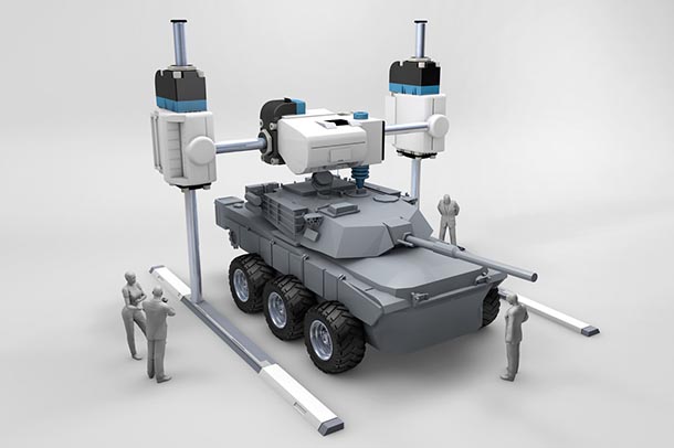 illustration of military vehicle and ammunition technology