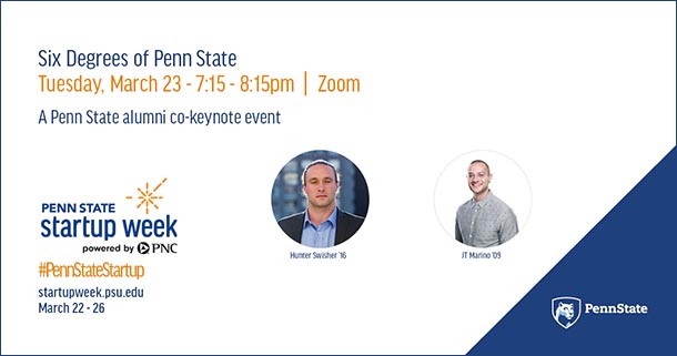 A poster advertising Six Degrees of Penn State, a Penn State alumni co-keynote event