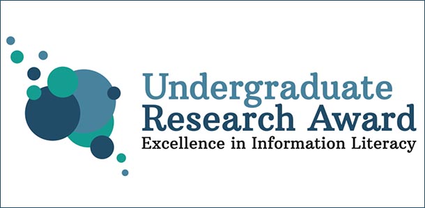 decorative graphic with text that reads Undergraduate Research Award Excellence in Information Literacy