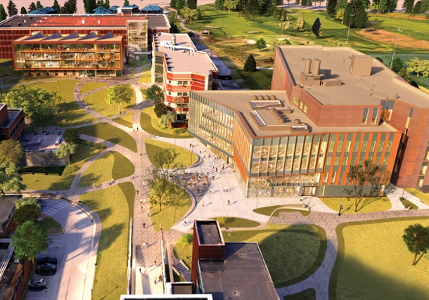 architectural rendering of new west campus buildings for the Penn State College of Engineering