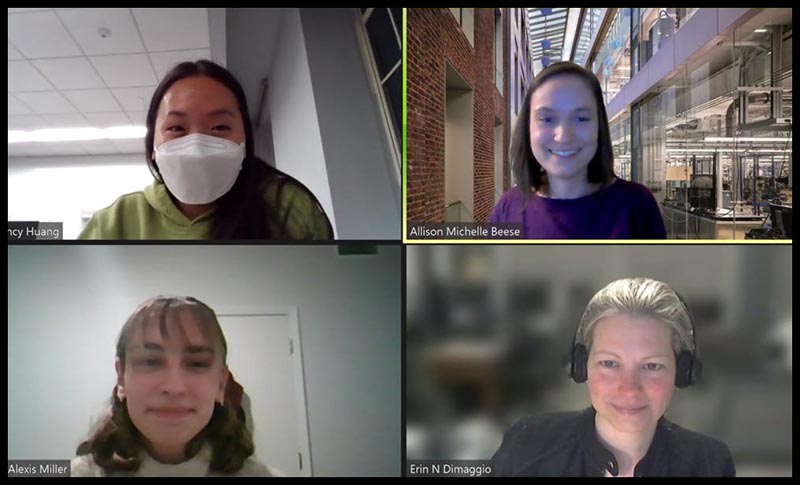 screen shot of four women in a zoom meeting