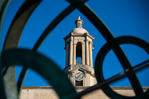 Old Main bell tower at Penn State University Park