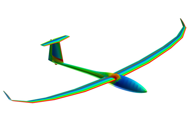 A computerized image of a sailplane