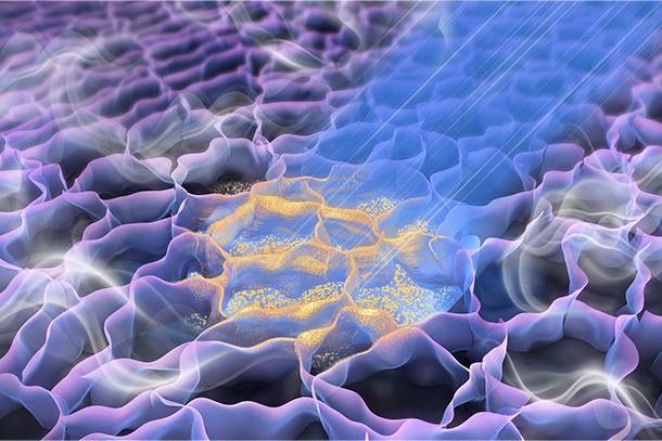 A colorful graphic representation of a laser-induced graphene foam gas sensor