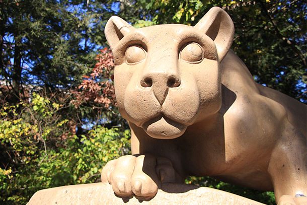 The Nittany Lion statue on a sunny day