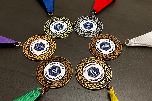 a group of award medals arranged in a circle