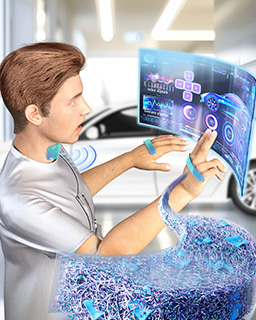 3D visualization of nanofiber materials used in the composites of wearable technology.