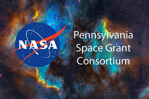 NASA logo on photo of space with the words "Pennsylvania Space Grant Consortium"