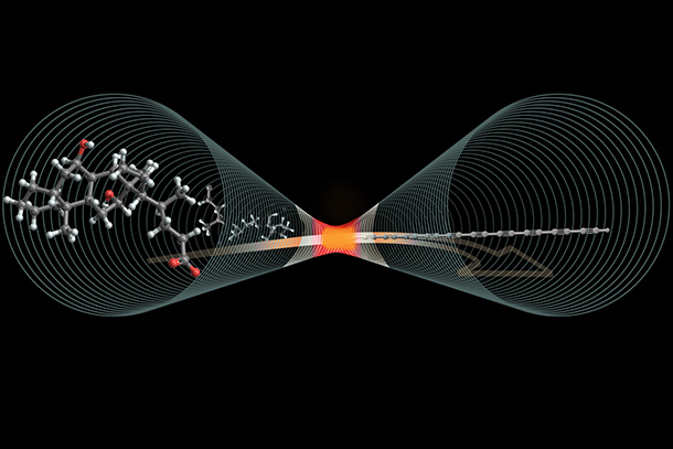 The image shows how special molecules break down when heated inside a tiny carbon tube, forming a perfectly straight chain of carbon atoms known as carbyne.